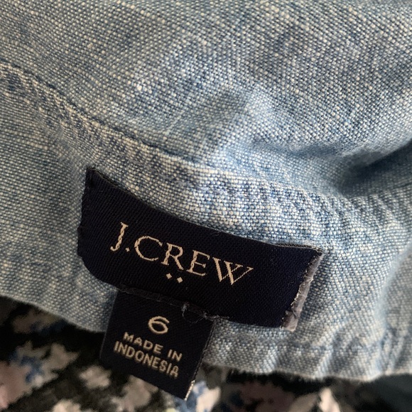 J. Crew Tiered Chambray Dress size 6 casual midi puffy dress nautical beach - Picture 4 of 12